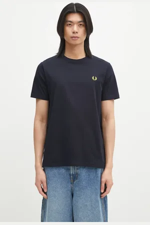 Fred Perry Bavlněné tričko tmavomodrá barva