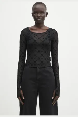 Marine Serre Tričko s dlouhým rukávem Recycled Mesh Flock SS Cropped dámské