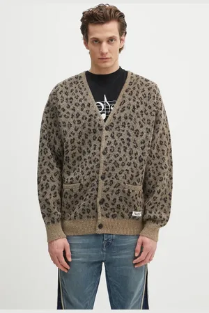 Wacko Maria Vlněný kardigan Leopard Mohair pánský