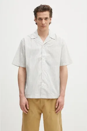 Norse projects Bavlněná košile Mads Poplin Stripe SS pánská