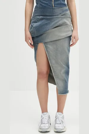 Rick Owens Džínová sukně Low Twist Skirt barva