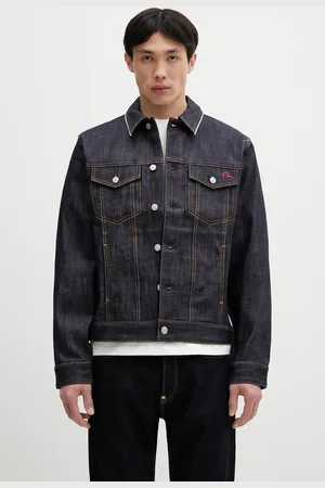 Evisu Džínová bunda Classic Raw Denim tmavomodrá barva