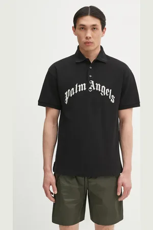 Palm Angels Bavlněné polo tričko Curved Logo pánské