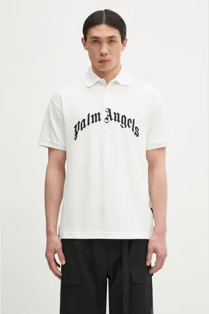 Palm Angels Bavlněné polo tričko Curved Logo pánské