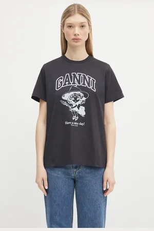 Ganni Bavlněné tričko Basic Cotton Witch Relaxed dámské