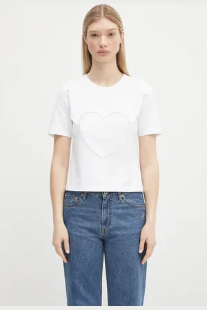 Ganni Bavlněné tričko Heavy Cotton Heart Small dámské