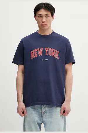 Sporty & Rich Bavlněné tričko New York Ivy tmavomodrá barva