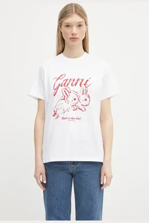 Ganni Bavlněné tričko Basic Jersey Bunnies Relaxed dámské