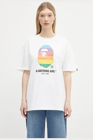 A Bathing Ape Bavlněné tričko Crystal Ape Head Oversized dámské