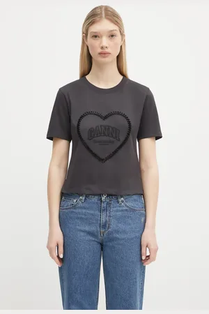 Ganni Bavlněné tričko Heavy Cotton Heart Small dámské