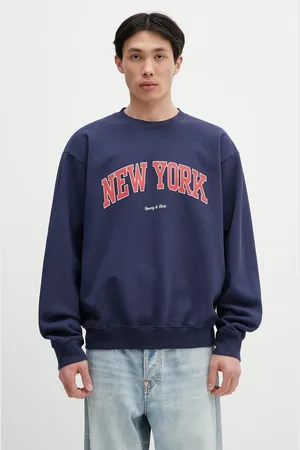 Sporty & Rich Bavlněná mikina New York Ivy Crewneck tmavomodrá barva