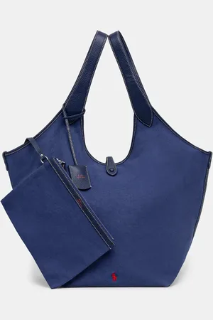 Ralph Lauren Bavlněná kabelka tmavomodrá barva