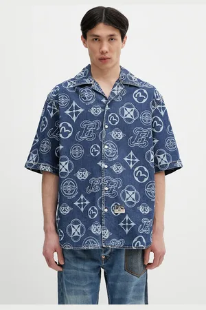 Evisu Džínová košile Monogram AOP Denim SS pánská