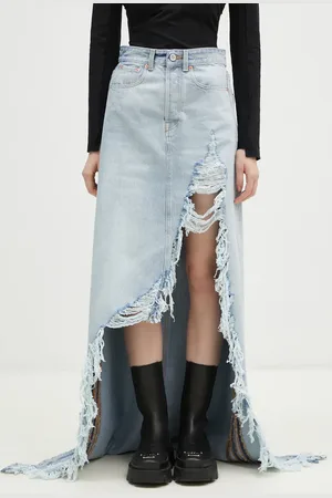 Vetements Džínová sukně Destroyed Denim Maxi barva