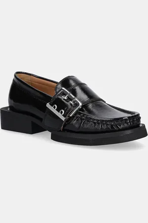 Ganni Mokasíny Feminine Buckle Loafer Naplack dámské