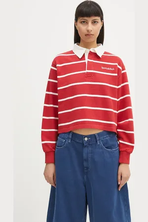 Sporty & Rich Bavlněná mikina Serif Logo Cropped Rugby Polo dámská