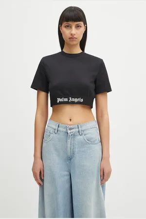 Palm Angels Bavlněné tričko Classic Logo Tape Crop dámské