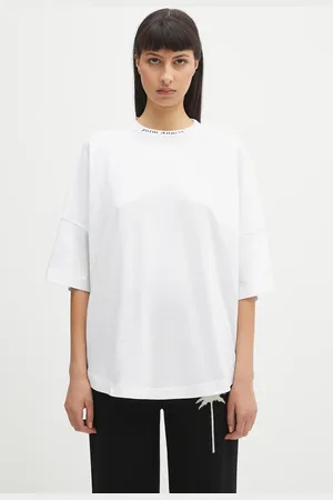 Palm Angels Bavlněné tričko Back Curved Logo Loose dámské