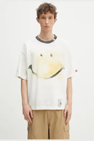 Maison Mihara Yasuhiro Bavlněné tričko Smily Face Printed Distressed Tee pánské