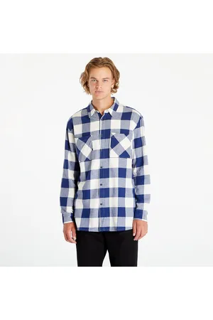 Urban classics Košile Long Oversized Checked Shirt Dark Blue/ Cream S