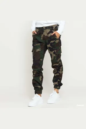 Urban classics Kalhoty Ladies High Waist Camo Cargo Pants W26