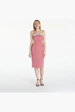 Tommy Hilfiger Šaty Tommy Jeans Logo Tape Stripe Knee Lenght Tube Dress L