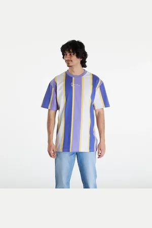 Karl Kani Tričko Small Signature Stripe Tee Lilac/ Navy/ Off White S