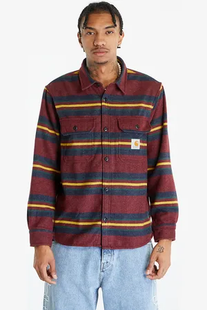 Carhartt Bunda Oregon Shirt Jacket Starco Stripe, Bordeaux XS