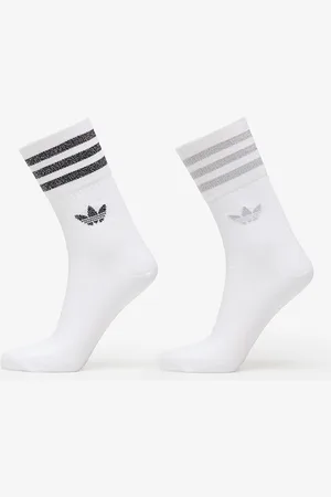 adidas Ponožky adidas Mid-Cut Glitter Crew Socks 2-Pack White/ Grey Two/ Black S