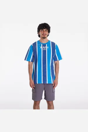 Karl Kani Tričko Retro Washed Stripe Tee Aqua/ Navy/ White S