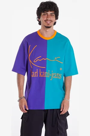 Karl Kani Tričko KKJ Block Boxy Tee Petrol/ Purple M
