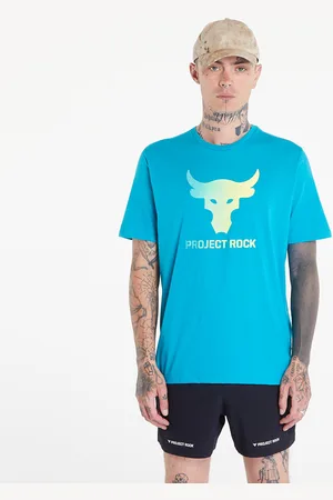 Under Armour Tričko Project Rock Payoff Graphic Short Sleeve Tee Circuit Teal/ Radial Turquoise/ High-Vis Yellow S