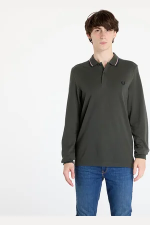 Fred Perry Tričko LS Twin Tipped Shirt Field Green/ Dark Pink/ Navy L