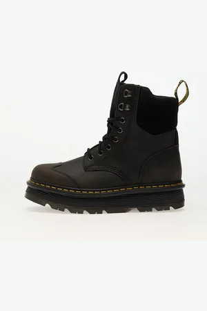 Dr. Martens Tenisky Zebzag 8 Tie Black E.H. Suede & Charcoal Grey Burnished Waxy Pull Up EUR 37