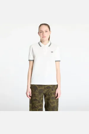 Fred Perry Tričko Twin Tipped Shirt Snow White/ Court Green 34