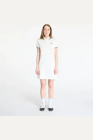 Fred Perry Šaty The Twin Tipped Dress Snow White/ Court Green 36