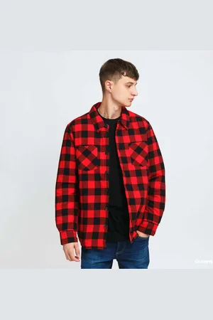 Urban classics Bunda Padded Check Flannel Shirt Red/ Black S
