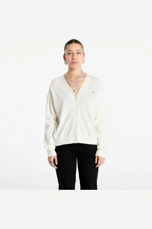 Guess Svetr Silk and Wool-Blend Mini Triangle Cardigan L