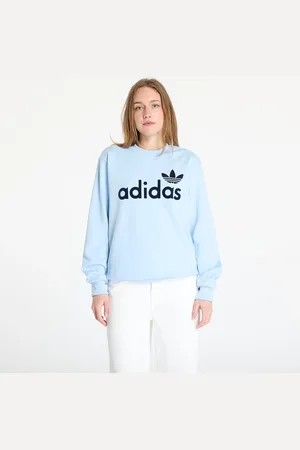 adidas Mikina adidas Pinstripe Graphic Sweatshirt Blue/ Clear Sky/ Off White L