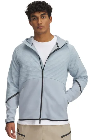 Under Armour Mikina Unstoppable Fleece Grid FZ Harbor Blue/ Black M