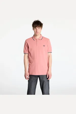Fred Perry Tričko Twin Tipped Shirt Putty Pink/ Ecru/ Navy M