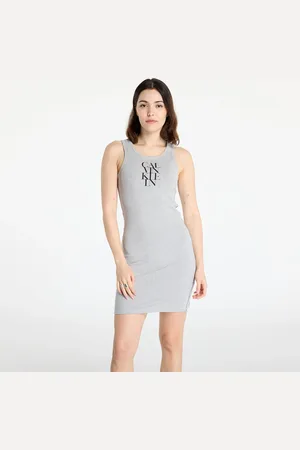 Calvin Klein Šaty Jeans Sl Cotton 1X1 Rib Dress L