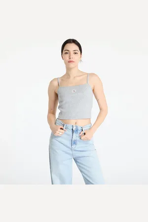 Calvin Klein Tílko Jeans Woven Label Rib Crop L