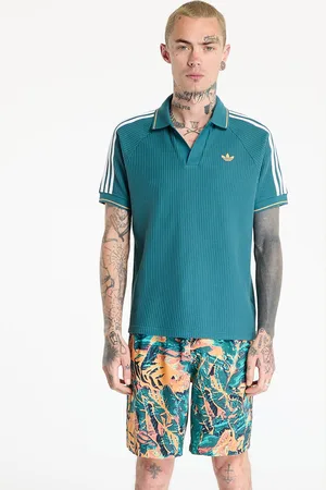 adidas Tričko adidas Waffle Knit Polo Shirt Green/ Tech Green/ Hazy Orange S