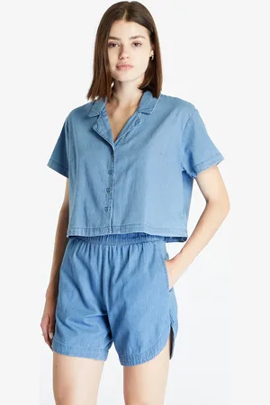 Urban classics Košile Ladies Light Denim Resort Shirt L