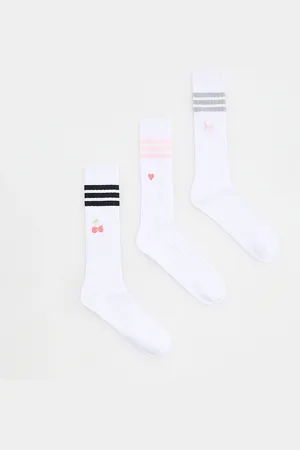 Reserved Dlouhé ponožky s výšivkou 3 pack