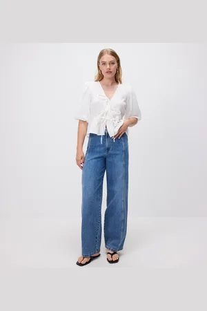 Reserved Džíny wide leg s prošitím