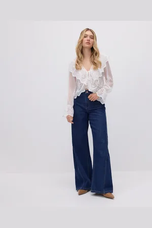 Reserved Džíny wide leg s prošitím