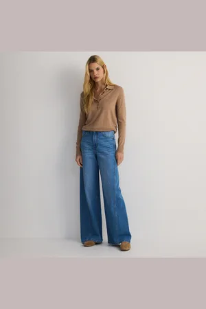 Reserved Džíny wide leg s prošitím