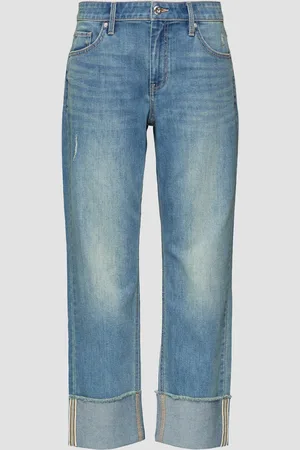 QS by s.Oliver Zkrácené džíny Karolin / Regular Fit / Mid Rise / Straight Leg / přišité ohrnutí